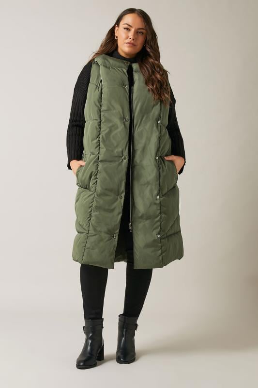 Evans EVANS Curve Khaki Green Padded Gilet