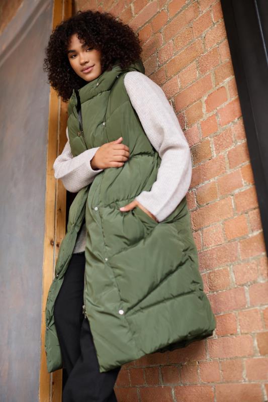 evans EVANS Curve Khaki Green Padded Gilet