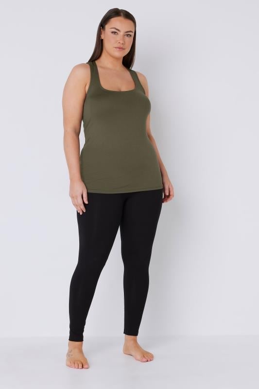 Evans EVANS Curve Khaki Green Square Neck Vest Top