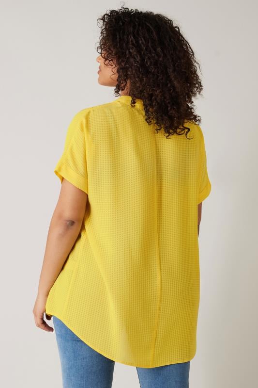 Evans EVANS Curve Lemon Yellow Woven Check Blouse