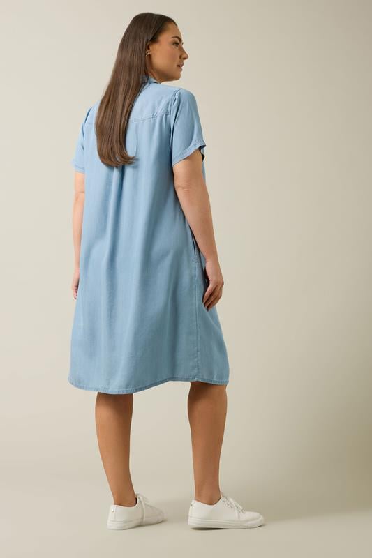 Evans EVANS Curve Light Blue Lyocell Denim Dress