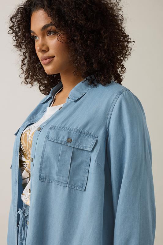 Evans EVANS Curve Light Blue Lyocell Denim Shirt