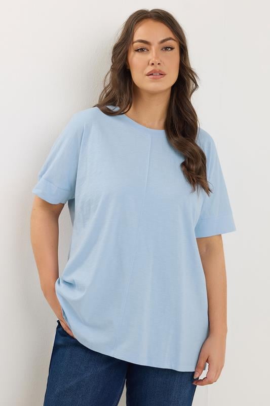Evans EVANS Curve Light Blue Pure Cotton T-Shirt