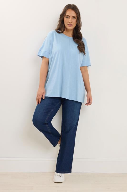 Evans EVANS Curve Light Blue Pure Cotton T-Shirt