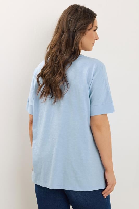 Evans EVANS Curve Light Blue Pure Cotton T-Shirt
