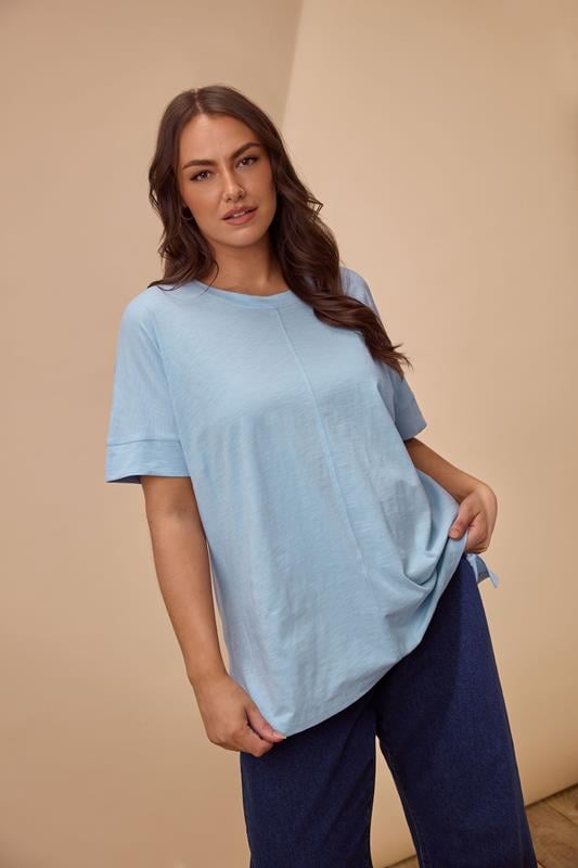 evans EVANS Curve Light Blue Pure Cotton T-Shirt