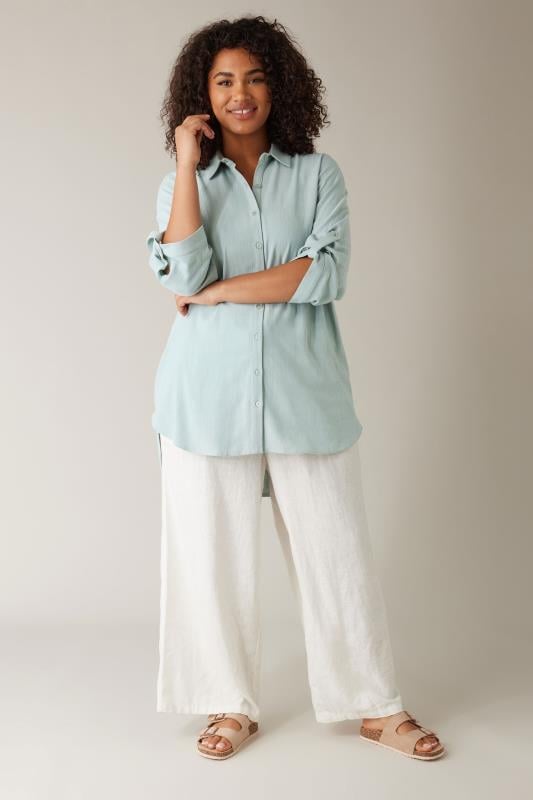 Evans EVANS Curve Light Blue Tab Sleeve Shirt