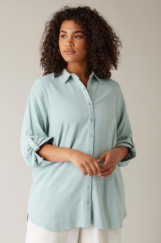 evans EVANS Curve Light Blue Tab Sleeve Shirt