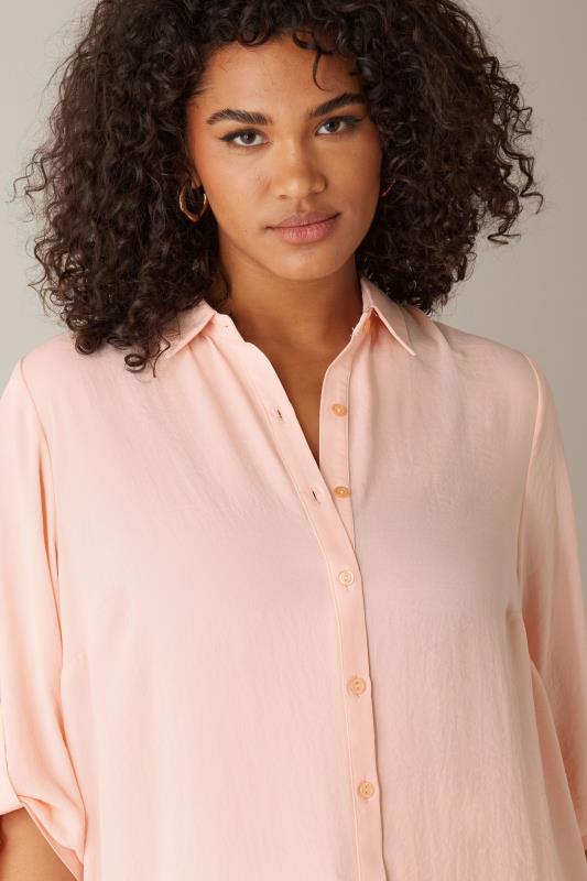 Evans EVANS Curve Light Pink Tab Sleeve Shirt