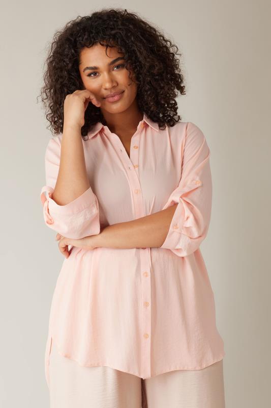evans EVANS Curve Light Pink Tab Sleeve Shirt