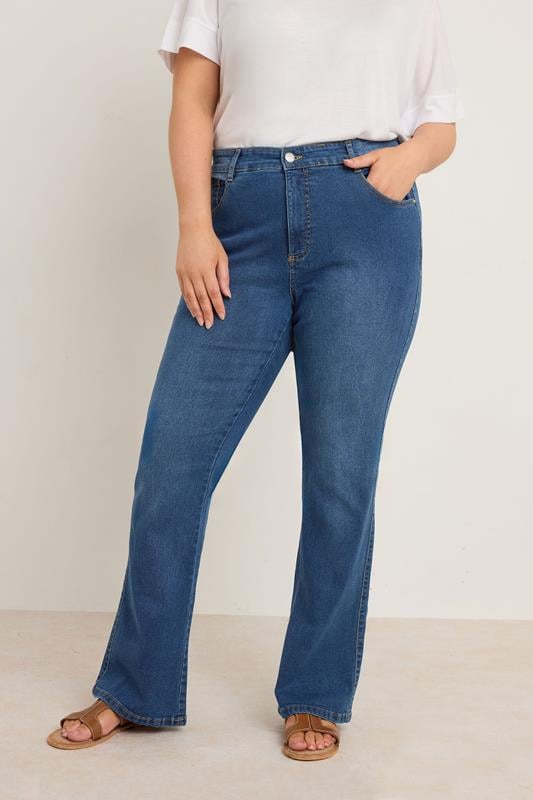 Evans EVANS Curve Mid Blue Denim Bootcut Jeans