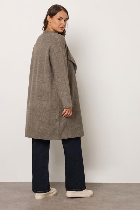 Evans EVANS Curve Natural Brown Waterfall Coatigan