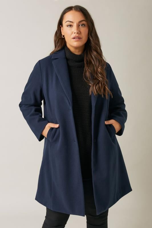 Evans EVANS Curve Navy Blue City Coat