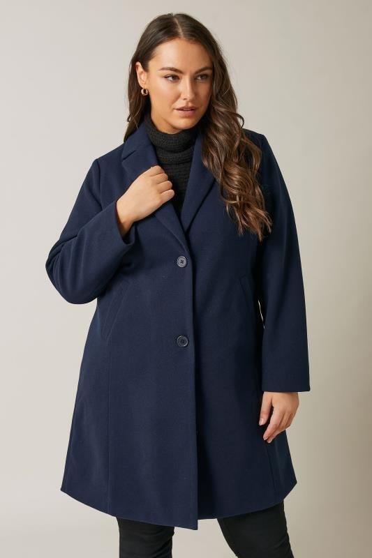 Evans EVANS Curve Navy Blue City Coat