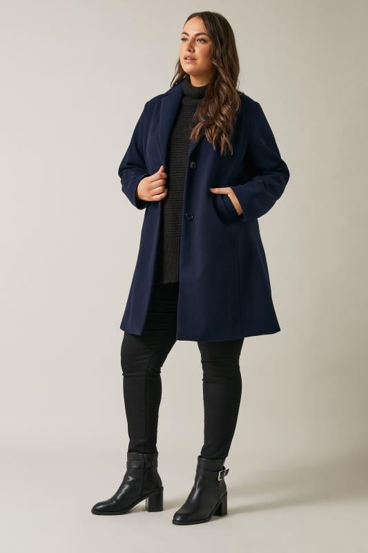 Evans EVANS Curve Navy Blue City Coat