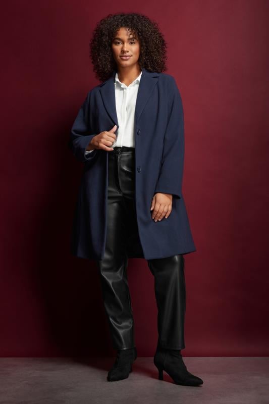 evans EVANS Curve Navy Blue City Coat
