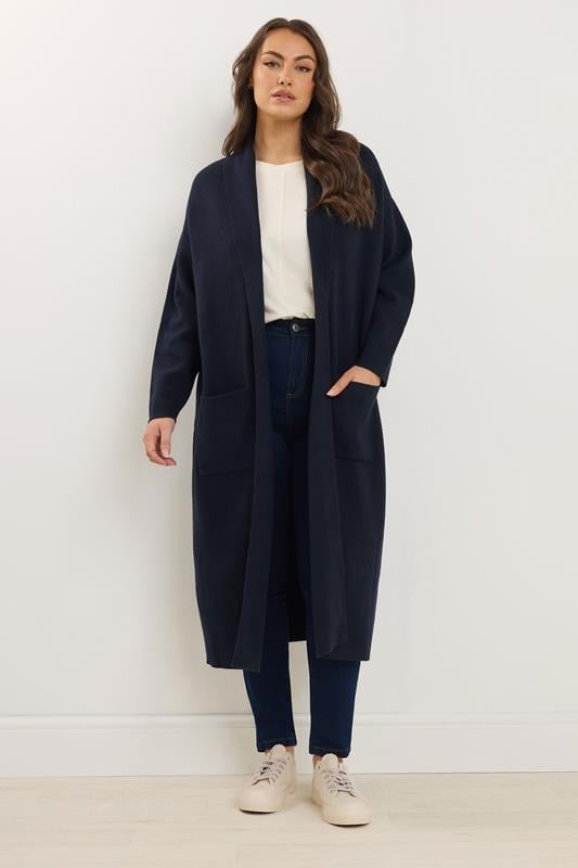 Evans EVANS Curve Navy Blue Longline Coatigan