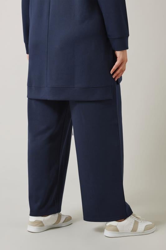 Evans EVANS Curve Navy Blue Luxe Wide Leg Joggers