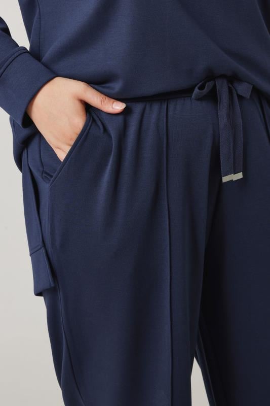 Evans EVANS Curve Navy Blue Luxe Wide Leg Joggers