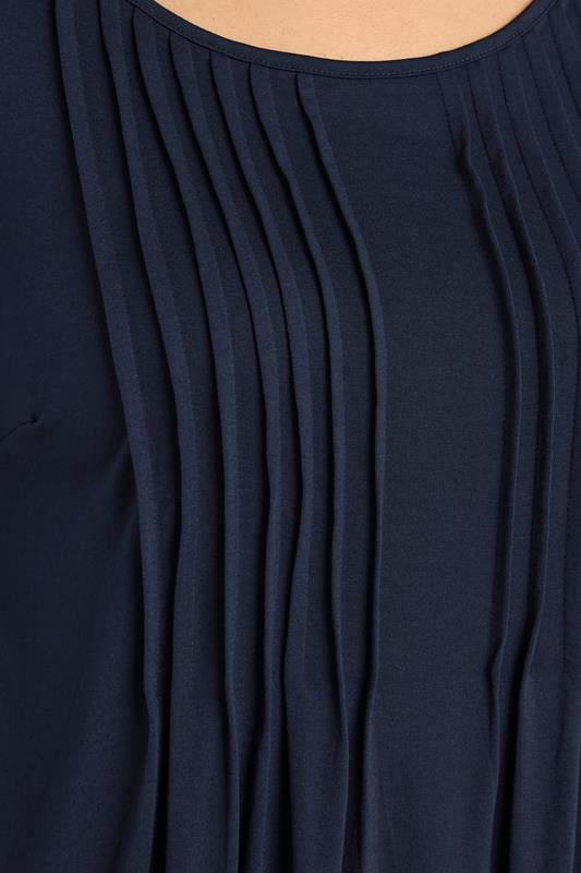 Evans EVANS Curve Navy Blue Pintuck Modal Rich Top