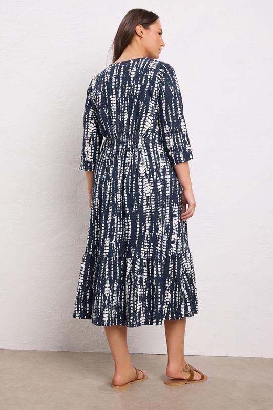 Evans EVANS Curve Navy Blue Tie Dye Cotton Dress