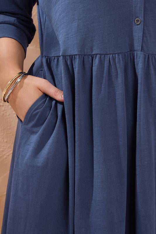 Evans EVANS Curve Navy Blue Tiered Cotton Dress