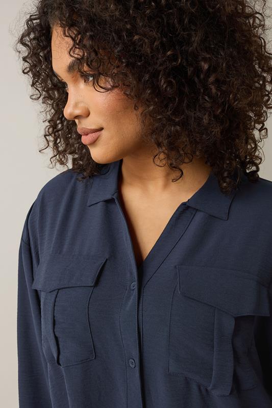 Evans EVANS Curve Navy Blue Utility Pocket Shirt