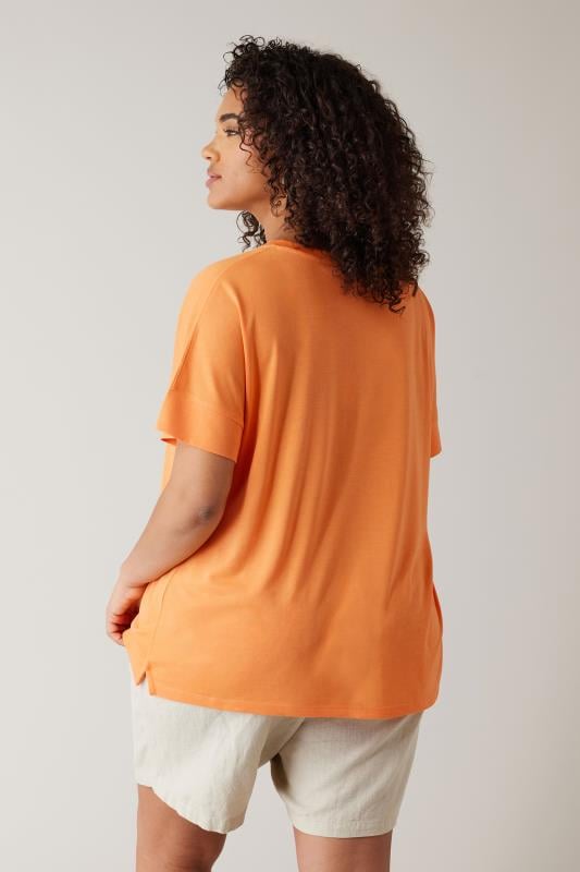 Evans EVANS Curve Orange V-Neck Modal Rich T-Shirt