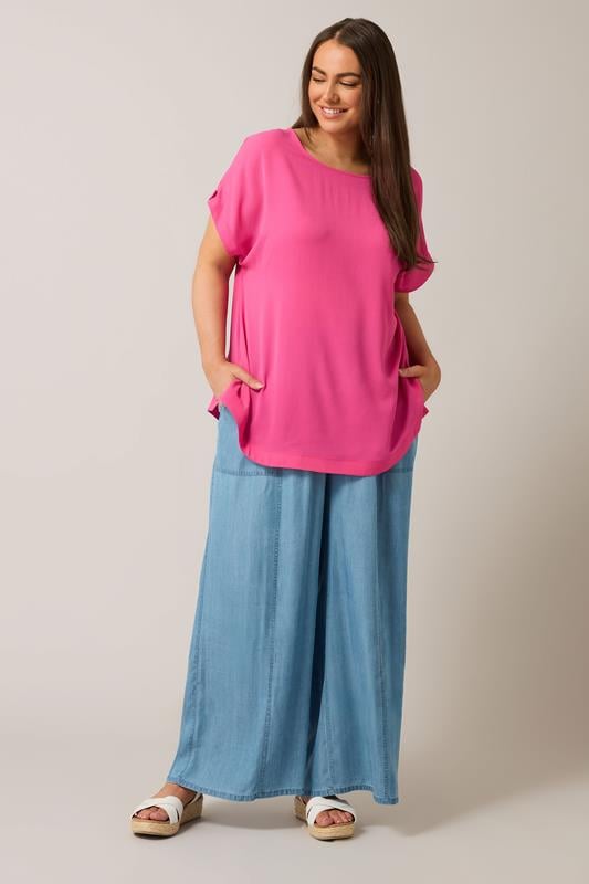 Evans EVANS Curve Pink Button Sleeve Blouse