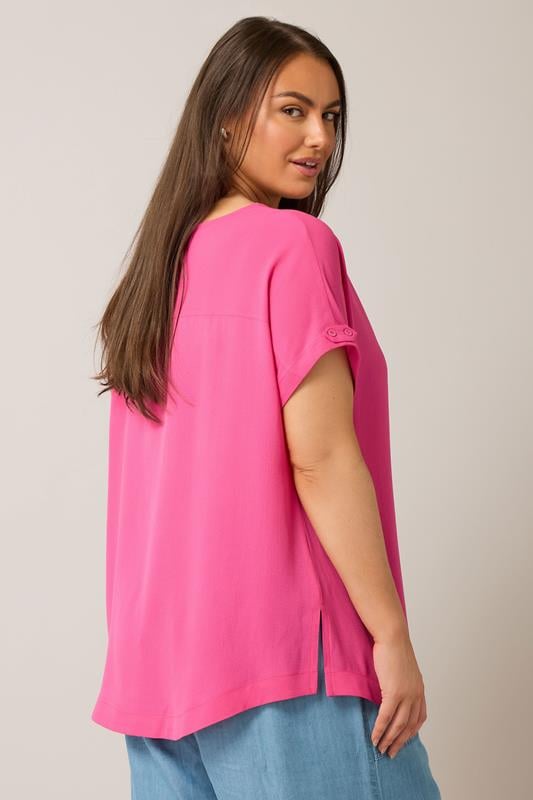 Evans EVANS Curve Pink Button Sleeve Blouse