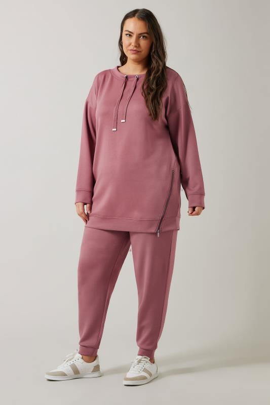 Evans EVANS Curve Pink Luxe Zip Detail Sweatshirt