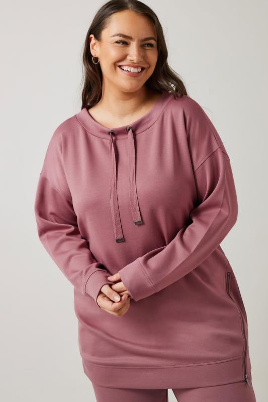Evans EVANS Curve Pink Luxe Zip Detail Sweatshirt