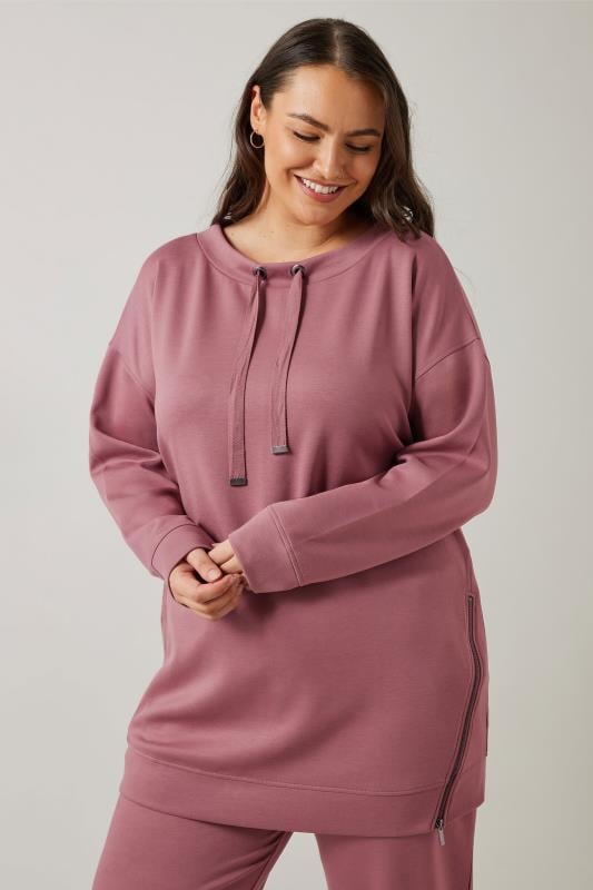 evans EVANS Curve Pink Luxe Zip Detail Sweatshirt