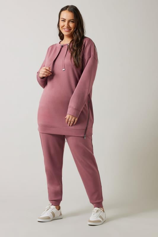 Evans EVANS Curve Pink Luxe Zip Pocket Joggers