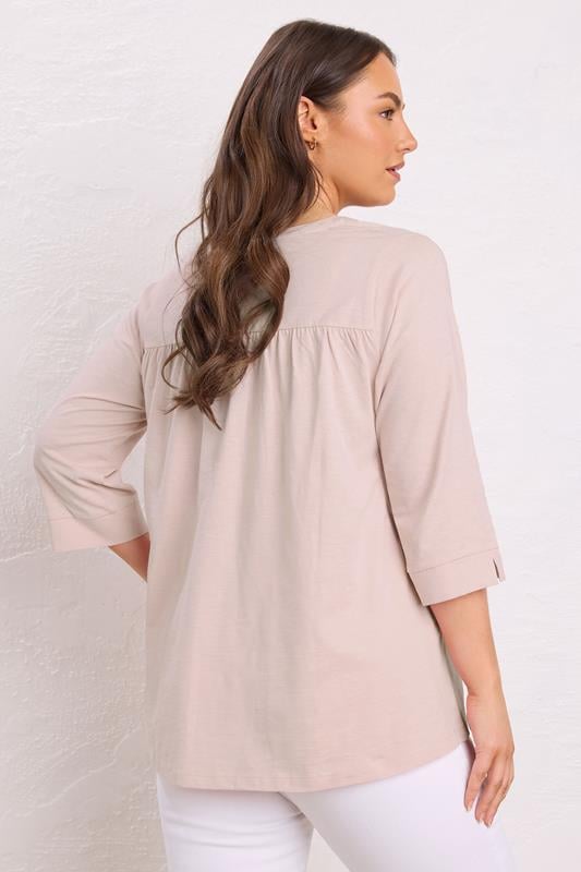 Evans EVANS Curve Pink Pleat Front Henley Top