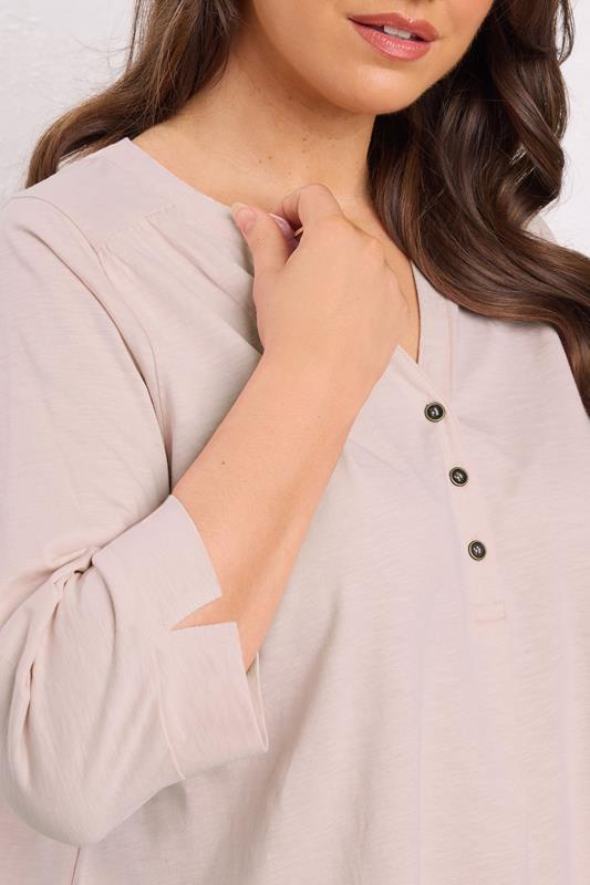 Evans EVANS Curve Pink Pleat Front Henley Top