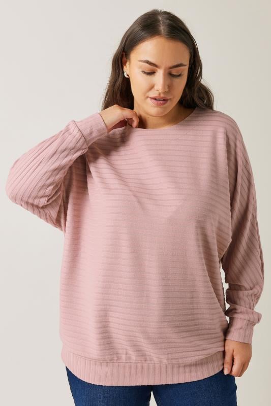 Evans EVANS Curve Pink Ribbed Soft Touch Jumper