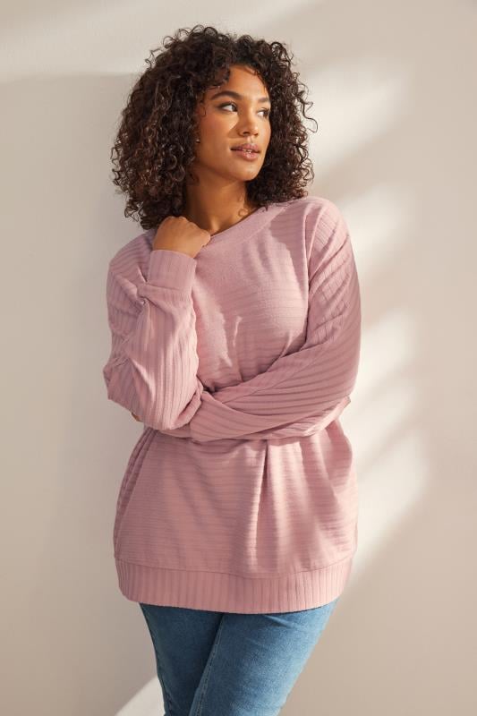 evans EVANS Curve Pink Ribbed Soft Touch Jumper