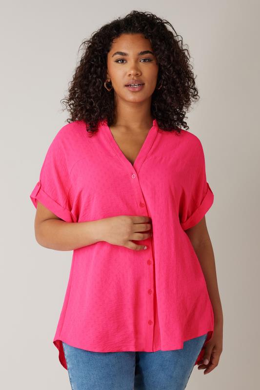 evans EVANS Curve Pink Short Sleeve Blouse