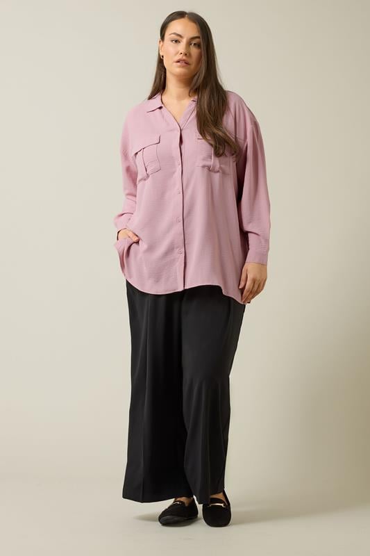 Evans EVANS Curve Pink Utility Pocket Shirt