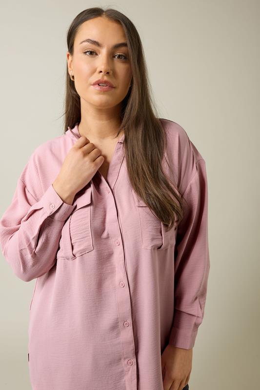 Evans EVANS Curve Pink Utility Pocket Shirt