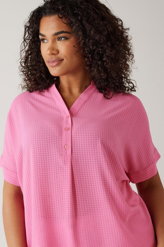 Evans EVANS Curve Pink Woven Check Blouse