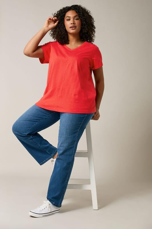 Evans EVANS Curve Poppy Red Premium Cotton T-Shirt