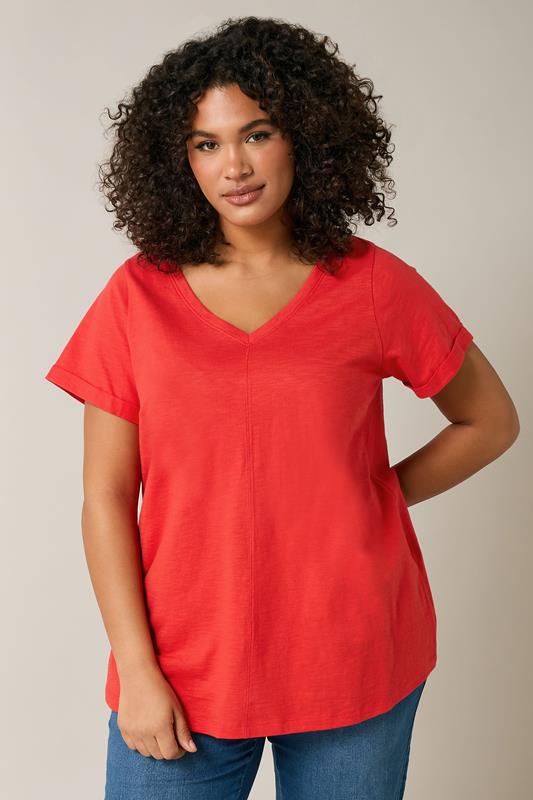 evans EVANS Curve Poppy Red Premium Cotton T-Shirt