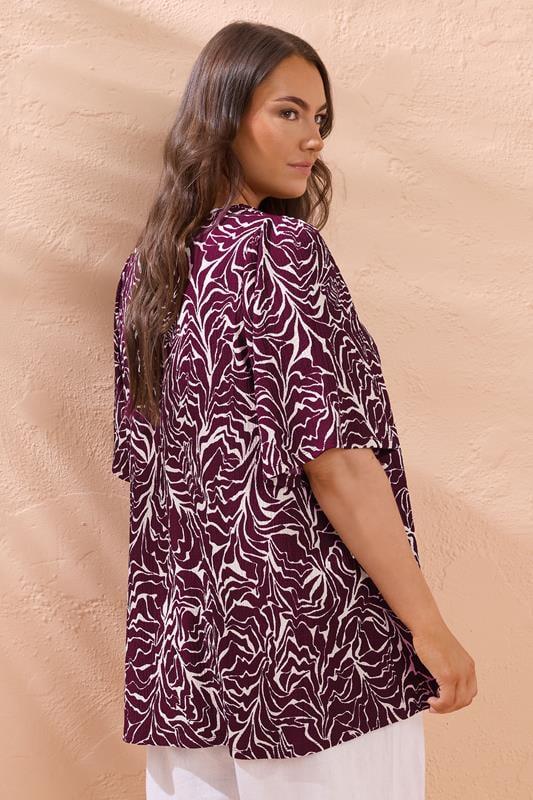 Evans EVANS Curve Purple Abstract Floral Swing Top