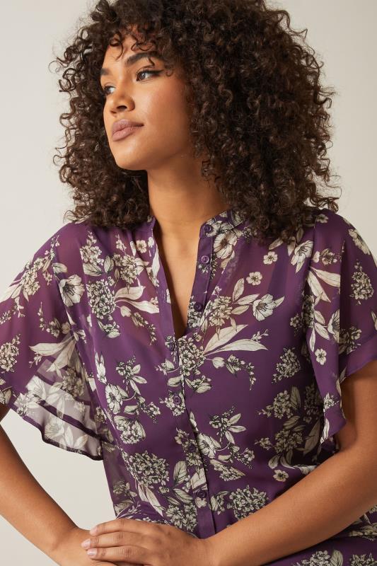 Evans EVANS Curve Purple Floral Print Blouse