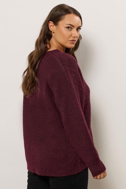 Evans EVANS Curve Purple Knitted V-Neck Jumper
