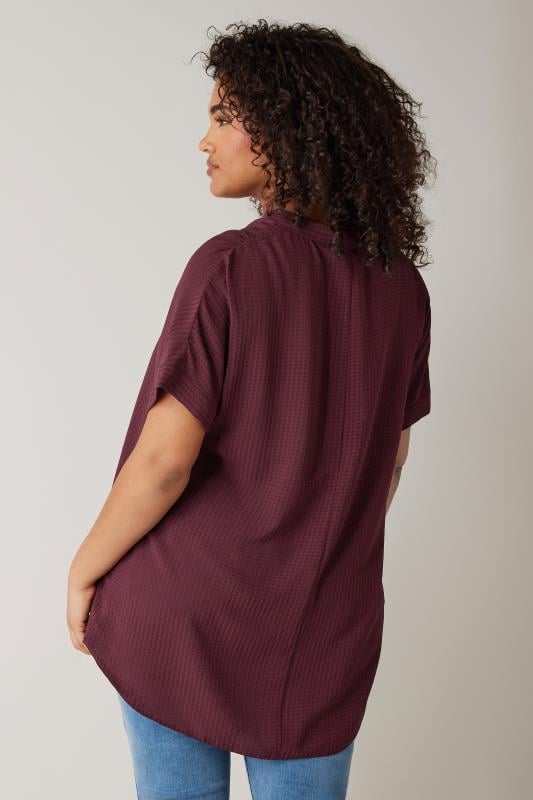 Evans EVANS Curve Purple Woven Check Blouse