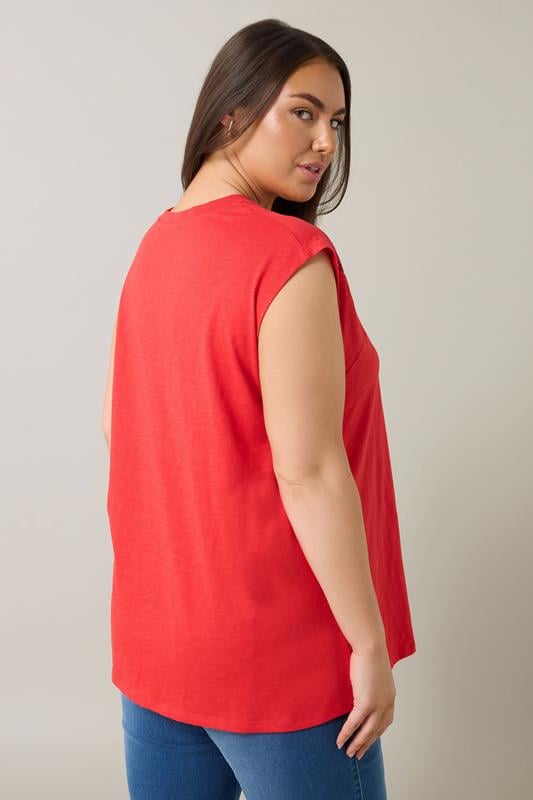 Evans EVANS Curve Red Broderie Anglaise Vest Top