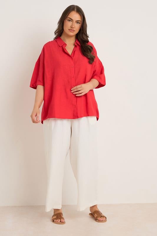 Evans EVANS Curve Red Linen Shirt